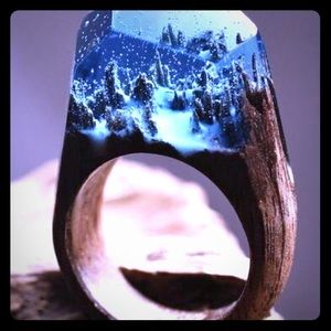 Winter Forrest Wood Ring